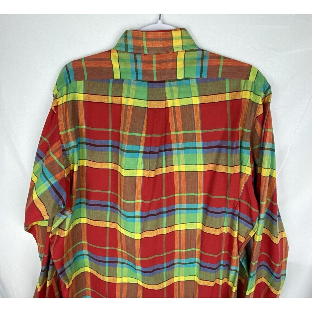 VTG Ralph Lauren Indian Madras Shirt Mens L Hand‎ Woven Plaid Button Down Preppy - Picture 8 of 13
